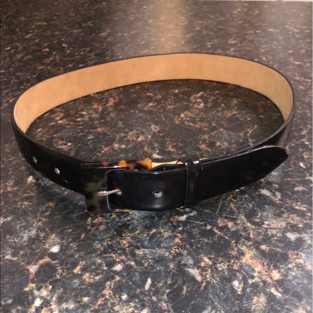 Harold Powell Italian Leather Belt tortoise buckle
